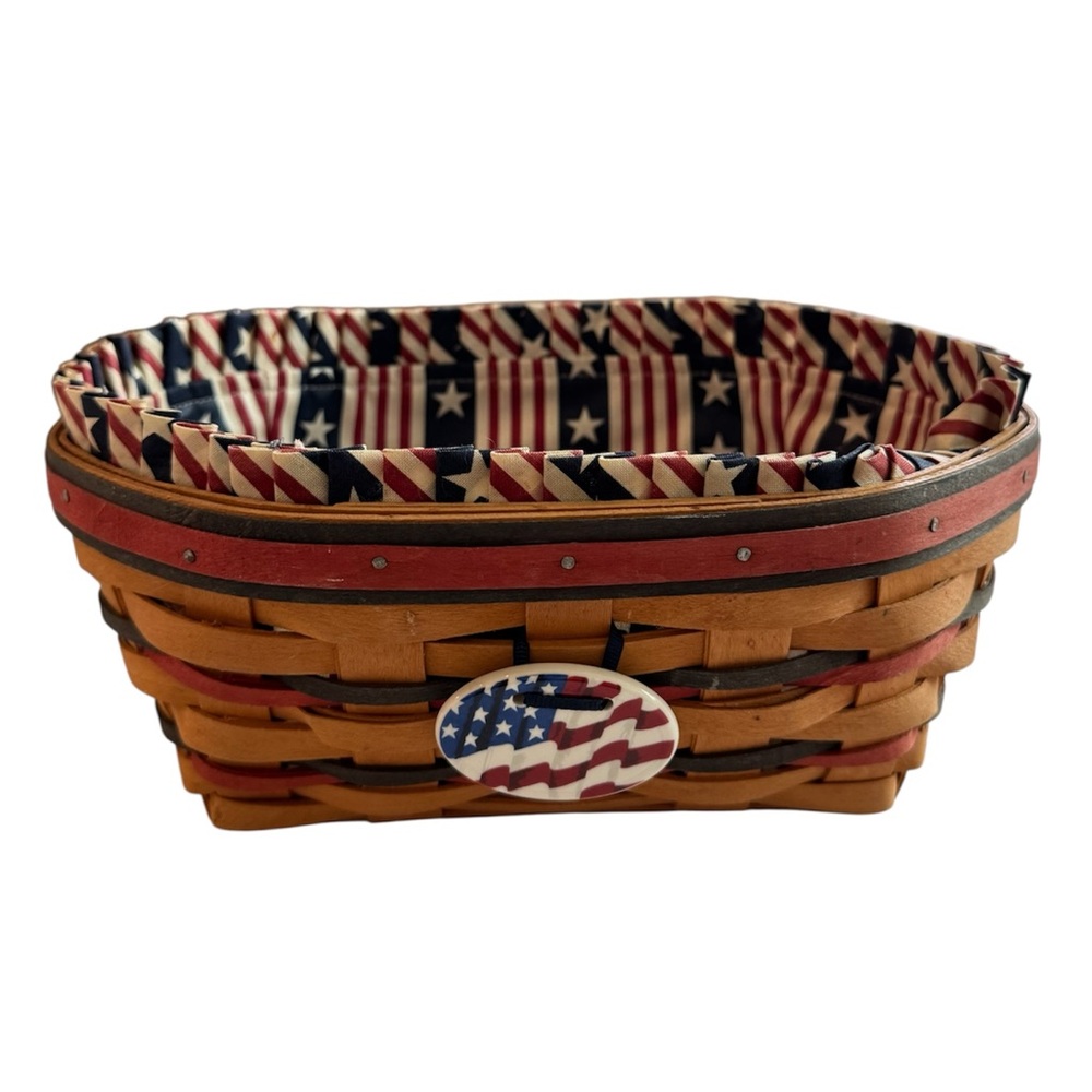 Longaberger 1999 All American Blue Ribbon Basket With Small Basket 1998 Set of 2 - Picture 2 of 16